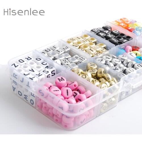 Hisenlee 6mm 2 shapes English alphabet DIY Bead Acrylic Colourful Shim Loose beads Free shipping