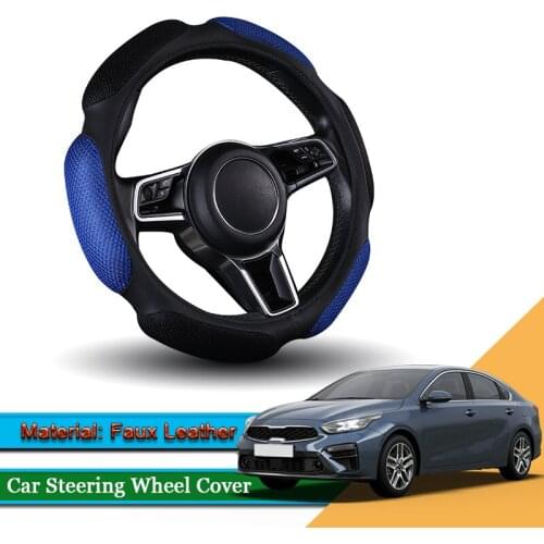 Car Styling Leather Car Steering Wheel Cover Car Steering-wheel Hubs interior Automobiles Accessories For Kia Forte 2014-2020