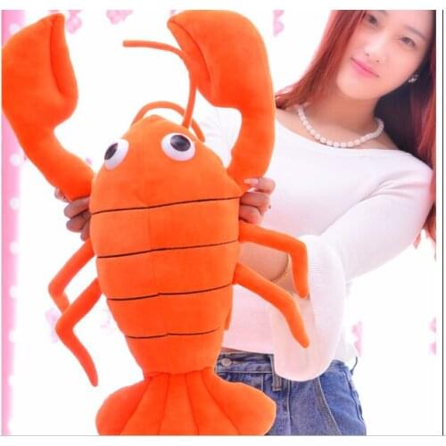 Large 60cm cartoon orange lobster plush toy soft pillow birthday gift b0299