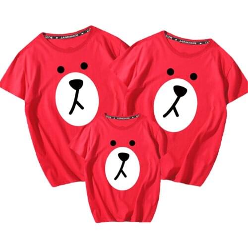 Family Matching T Shirts Bear Printed Cute Family Matching Outfits 100% Cotton Girls Boys Mama Dad T-shirts Family T-shirts