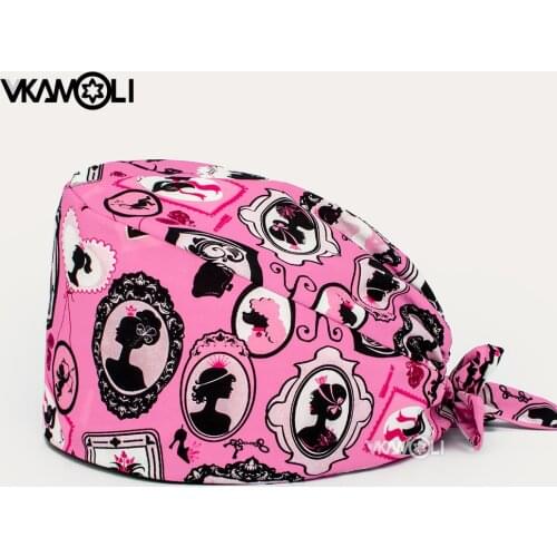 2021 Ms pink Scrub Caps Pet Grooming Agency Work Cap Beauty Lab Hats scrub hat nursing accessories International Womens Day