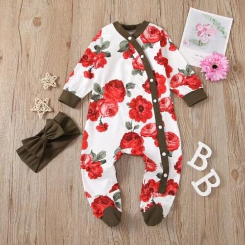 0-18M Newborn Kid Baby Girl Clothes Long Sleeve Floral Romepr Elegant Cute Sweet Princess Jumpsuit Cotton New born Outfit