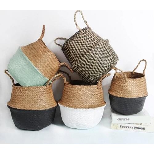Storage Baskets Laundry Seagrass Baskets Wicker Rattan Hanging Flower Pot Toy Home Pot Panier Osier Cestas De Mimbre Decorativas