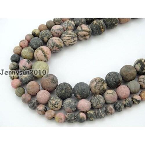 Natural Matte Black Line Rhodonite Gems Stone Round Beads 15'' 6mm 8mm 10mm 12mm for Jewelry Making Crafts 5 Strands/Pack