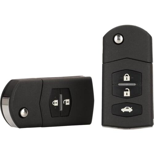 Kutery 5PCS 2/3 BTN Remote Car Key Shell Case Flip Folding With Uncut Blade And Battery Holder For Mazda 2 3 5 6 RX8 MX5 M6 CX5