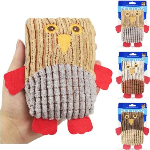Soft Color Block Owl Pet Dog Teeth Grinding Cleaning Sound Plush Interactive Toy