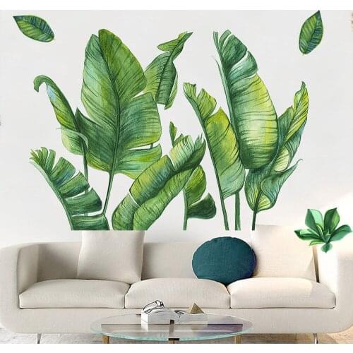 Tropical Plant Turtle Leaf Wall Sticker Home Decor Fresh Beach Palm Leave Art Wall Decal For Kids Room Living Room Bedroom Mural