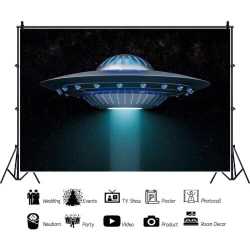 Night Spaceship Flying Saucer Science Fiction Portrait Photography Backdrop Decor Photo Background Studio Photocall Props