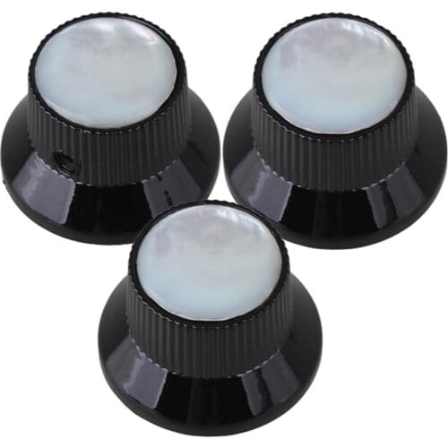 New 3PCS Black Zinc Alloy Shell Pearl Top top hat metal Knobs for ETC guitar