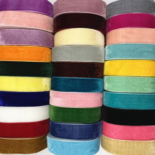 New 6-38mm Colour Single Face Line Polyester No Elastic Velvet Ribbon for Bowknot Christmas Ribbon Party Decorations