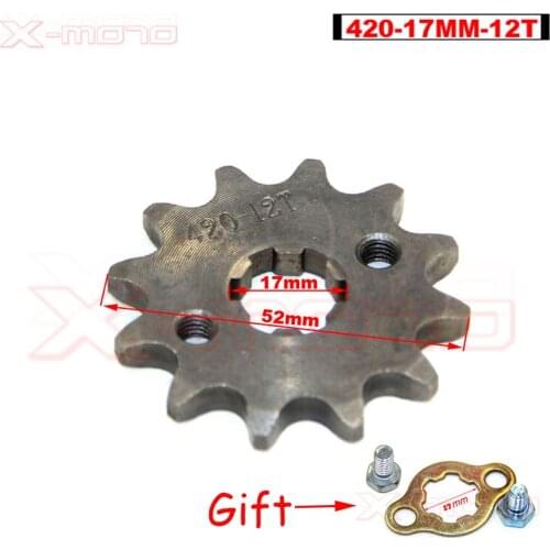 420 12 Tooth 17mm ID Front Engine Sprocket With Retainer Plate Locker For 50cc 70cc 90cc 110cc 420 Motorcycle Dirt Bike ATVQuad