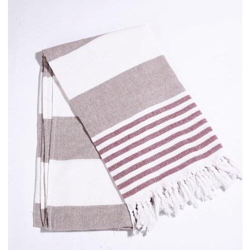 Turkish Style Beach Towel Sports Sauna with Tassels Simple Striped Shawls for Women Outdoor Sunscreen Pahom Manta