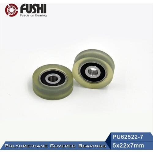PU 625 Polyurethane Covered Bearing 5*22*7 mm ( 2 Pcs ) Shaft 5mm PU62522-7 Urethane Cover PU625 Bearings