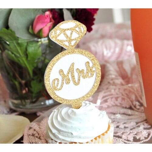 Custom Personalize glitter Diamond Cupcake Toppers Bridal Shower Decor Engagement Party Decorations Wedding paty