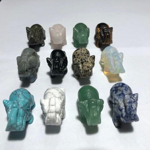 Different Materials Elephants Feng Shui Chakra Healing Reiki Quartz Stone Home Decoration Stone Handicraft Decoration Carvings