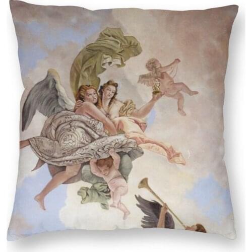 Renaissance Angels And Clouds Pillow Case Decoration Cushion Cover Throw Pillow for Sofa Polyester Double-sided Printing Leisure