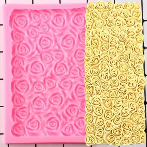 Rose Flower Cake Border Silicone Mold Wedding Cupcake Topper Fondant Cake Decorating Tools Candy Clay Chocolate Gumpaste Moulds