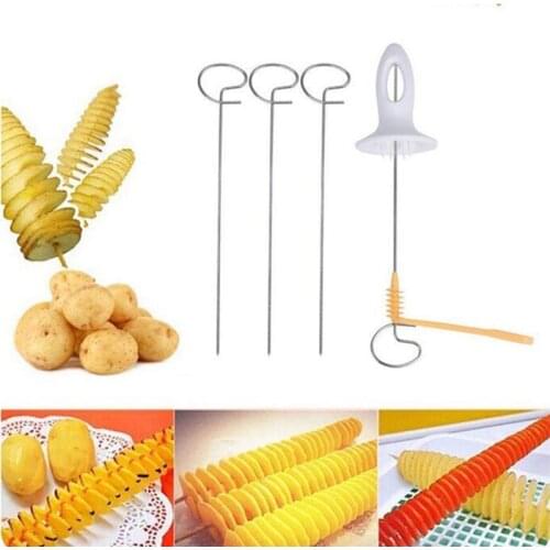 DIY Rotate Potato Spiral Cutter Slicer Stainless Steel Plastic Manual Twisted Cucumber Fry Potato Cutter Kitchen Gadgets