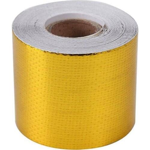 Reflective High Temperature Gold Roll Adhesive Heat Shield Wrap Aluminum Foil Tape Items Automotive Exhaust Pipe Decor 50mm 10M