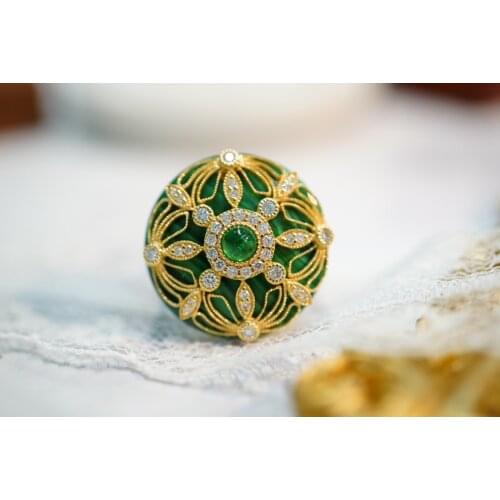 SX412 Solid 18K Gold Nature Emerald Rings for Women Fine Jewelry Presents