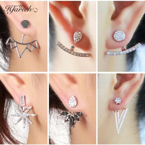 Hfarich Ladies Rhinestone Wedding Earrings Luxury Fine Flower Earring Ear Jackets For Women mother Birthday Valentines Gift