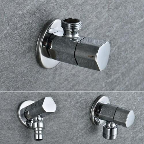 Universal G1/2 Thread Triangle Valve Plating Filling Valves for Bathroom and Toilet Solid Brass Angle Valves