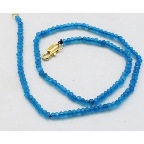 Wow! new blue jasper faceted roundel 4*2mm chockers necklace 16inch wholesale beads FPPJ