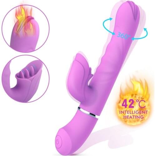 Rotate Telescopic USB Dildo Heating Vibrator G Spot AV Vibration Oral Erotic Toy Sex Shop Female Masturbation Adult Sex Products