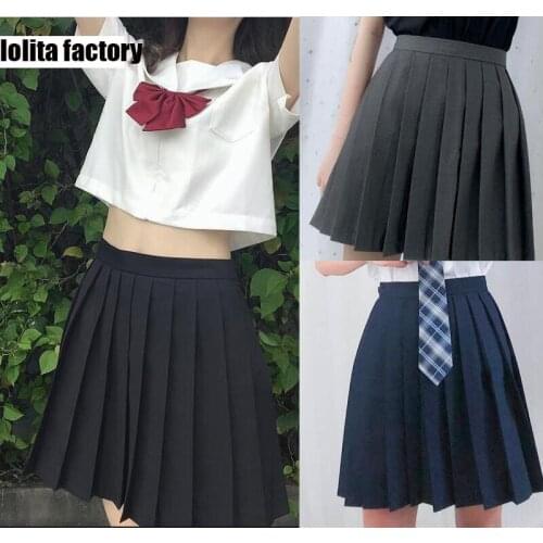 High Quality TR material Pleated Skirt Women Kawaii Harajuku Japan Uniform High Waist School Girl pleated Skirts Chic Style