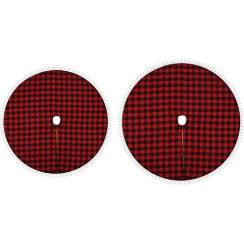 90/122cm Christmas Tree Skirt Lattice Side Apron Tree Bottom Decoration Christmas Tree Foot Carpet Tree Skirt Mat