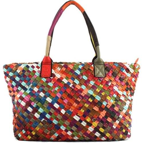 Womens Leather Bags Manual Sheepskin Woven Bag Shoulder/Crossbody Bag European and American Fashion Bags