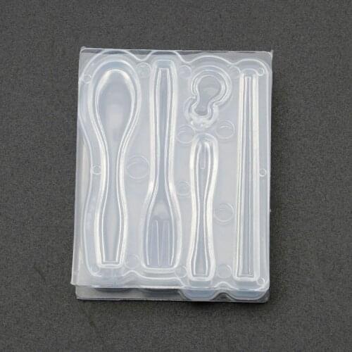 1 Set Mini Chopsticks Spoons Forks Resin Silicone Mold Epoxy Resin Jewelry Tools X4YA