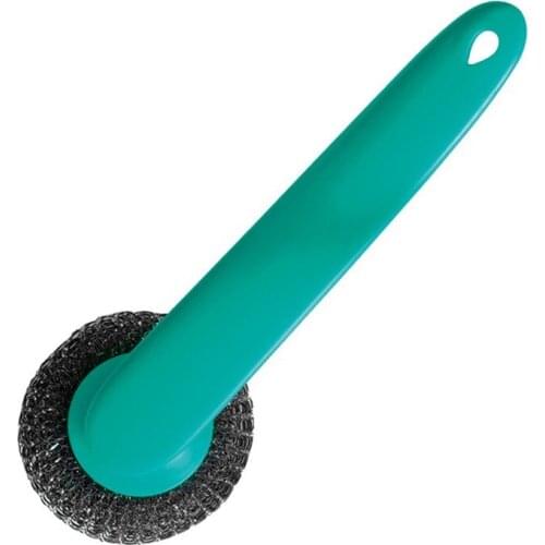 1pcs Stainless Steel Wire Ball Cleaning Brush Handle for Dish Bowls pot pan Washing Hosehold Clean Tools For Kitchen Clean Brush