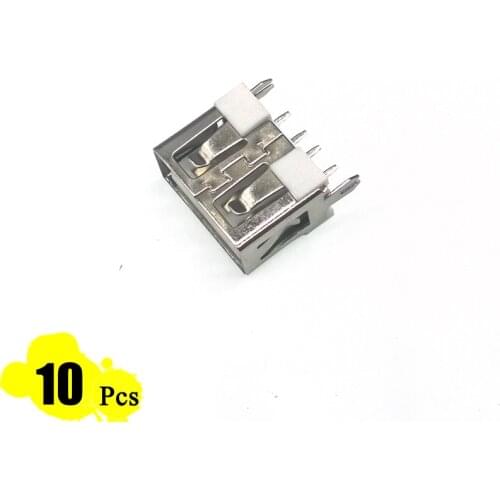 10Pcs/Lot USB Port 2.0 Type A Female 4 Pin Insert 4 Foot 180 Flat Charge Plug Socket Jack Tail Electric Terminals Connector