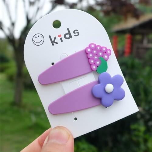 2pcs/set Girls Color Hair Clips Cute Flower Barrettes Fashion Hairpins For Women Kids Headwear Hair Accessories Styling Tools