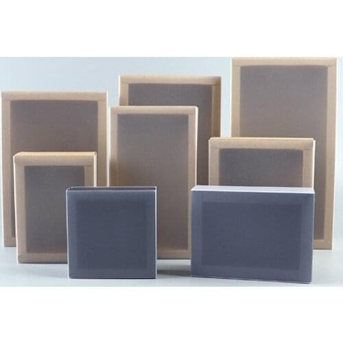 20pcs Black Paper Drawer Boxes with Frosted Sleeve Handmade Soap Craft Jewel Kraft Box for Wedding Party Candy Gift Packaging