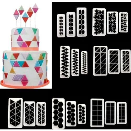 3 pcs/set Geometric Figure Plastic Cake Decorating Cutter Biscuit Cutters Fondant Cake Mold Tools