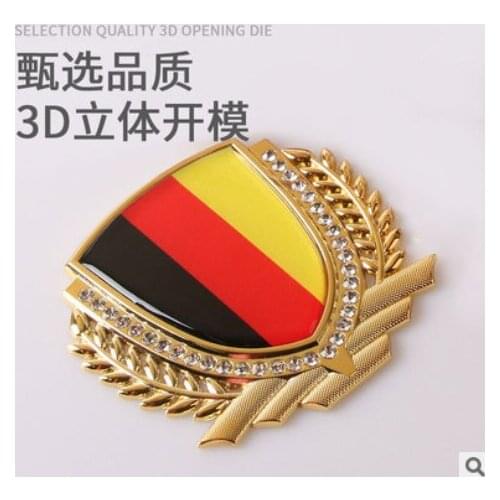 3D Auto Metal Gold Germany Flag Grain Car Emblem Badges Decal Sticker Automobile Accessories