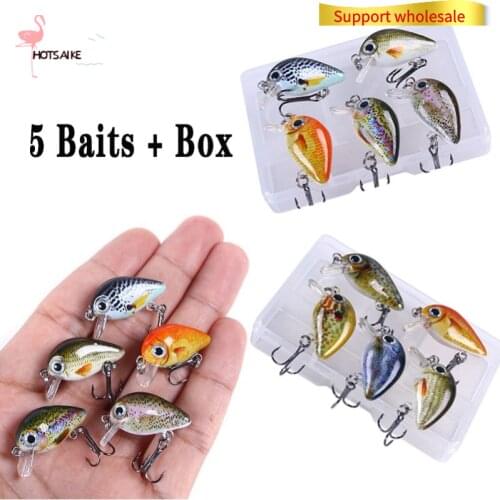 5pcs/box Fishing Lure Mini Minnow Easy Shiner Crankbaits Artificial Baits Bass Trout Peche Bearking Hooks Whopper Plopper