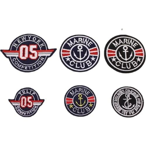 50pcs/lot Round Anchor Marin Embroidery Patches Jacket Jean Backpack Clothing Decoration Accessories Iron Heat Transfer Applique