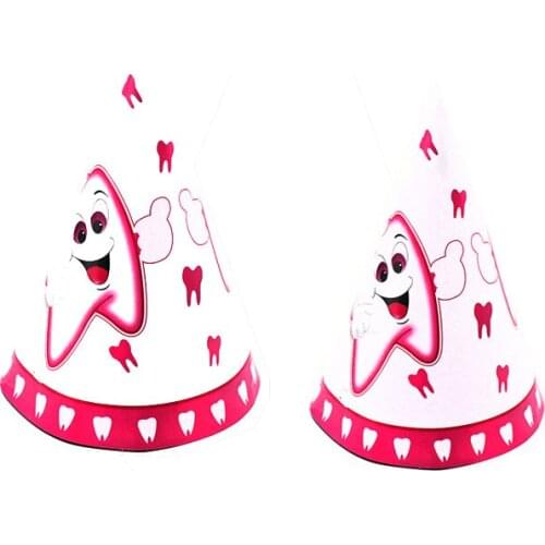 6pcs Pink Teeth Party Hats Kids Birthday Party Decorations Baby Shower Girls Birthday Party Supplies