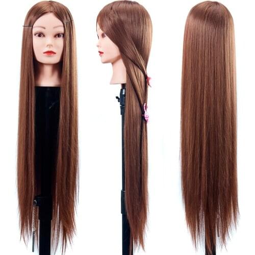 80cm Hair Synthetic Mannequin Head Hairstyles Female Mannequin Hairdressing Styling Training Head Head Dolls For Hairdressers