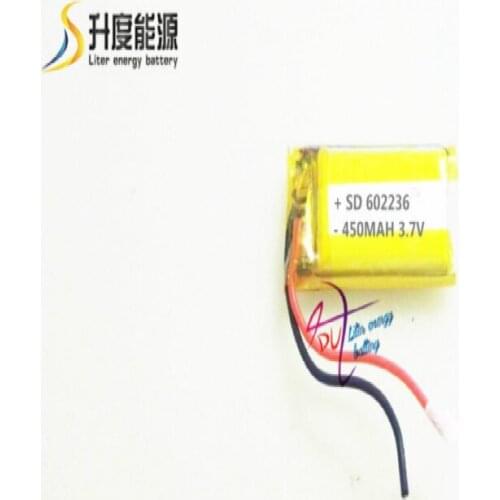 Free shipping)(2pieces/lot)3.7V 602236 450MAH lithium-ion polymer battery quality goods of CE FCC ROHS certification authority