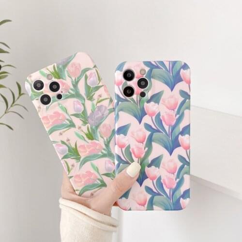 Moskado TPU Colorful Flowers Phone Case for iphone 11 12 Pro Max X XS Max XR 7 8 Plus Dust-proof Mobile Phone Protective Shell