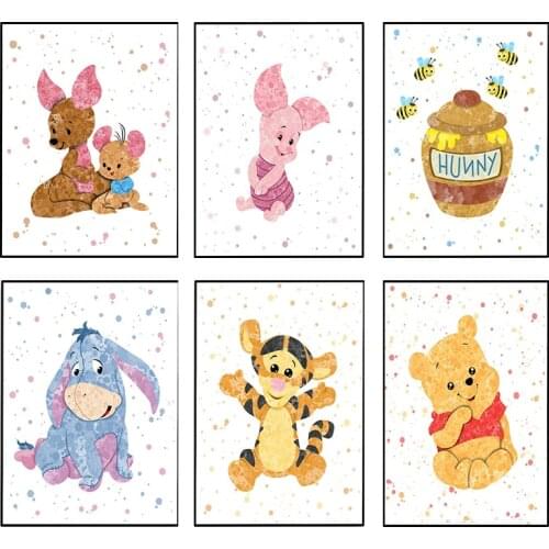 Disney Cartoon Anime Canvas Painting Winnie The Pooh Posters and Print Graffiti Wall Art Picture for Living Room Home Decoration