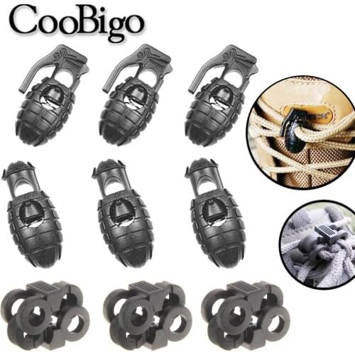 Stopper Clip Clamp Cord Lock Toggle Clasp Outdoor Backpack Garment Shoelace Grenade Black 20Pcs Sport Bag Boot Garment Shoelace
