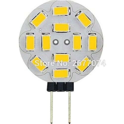 G4 4W 12SMD 12 LEDS 5730 LED Spotlight 400LM DC AC8-20V Warm White or White Wholesale JTFL073-1 1PCS