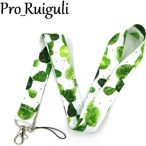 100pcs Cactus Plant Neck Strap Lanyard keychain Mobile Phone Strap ID Badge Holder Rope Key Chain Keyring cosplay Accessories