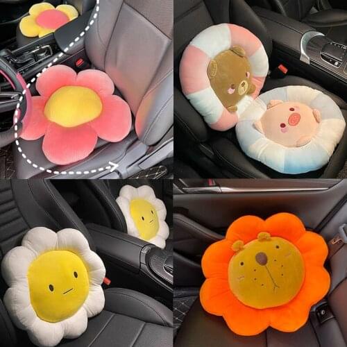 Kawaii Car Seat Cover for Women Car Bolster Waist Support Seat Heightening Cushion Cute Cartoon Lumbar Pad Cover Auto Mat Pillow