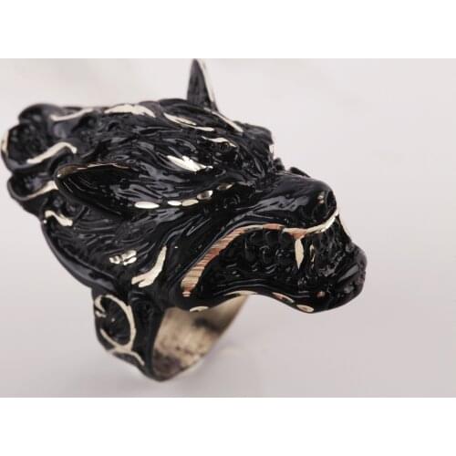 UM US JEWELRY Black Color Wolf Pattern Men Ring